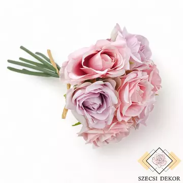 Mű rózsa köteg 7 db 25 cm - halvány lila szemből