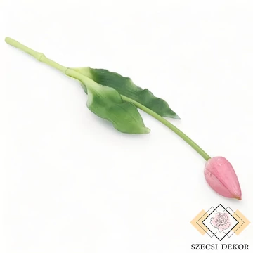 Mű bimbós szálas tulipán  38 cm - rózsaszín szemből 