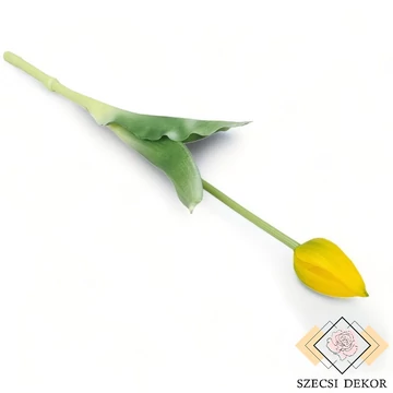 Mű bimbós szálas tulipán  38 cm - sárga szemből 