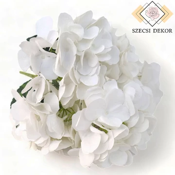Mű hortenzia csokor gumibevonatos nagy 48 cm - fehér szemből