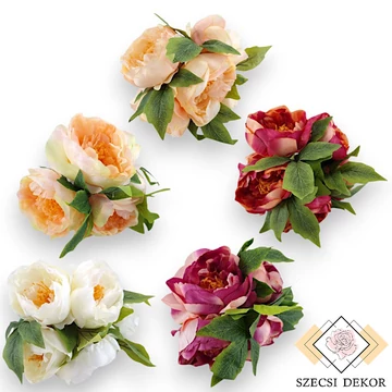 Mű peónia köteg nagyfejű 9 szál selyem 31 cm szemből