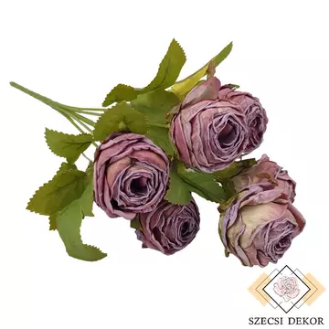 Szárított hatású rózsa csokor 6 ágas - Bordó
