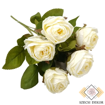 Szárított hatású rózsa csokor 6 ágas - Fehér