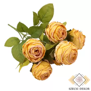 Szárított hatású rózsa csokor 6 ágas - Sárga