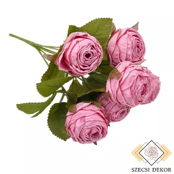 Szárított hatású rózsa csokor 6 ágas - Rózsaszín