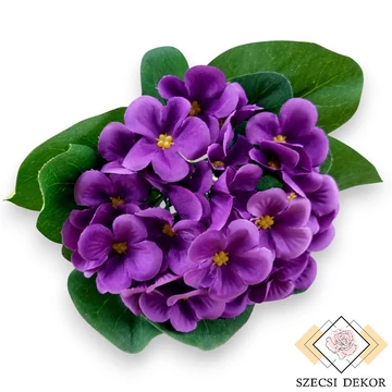 Mű ibolya csokor 5 szál selyem 18 cm - sötét lila szemből