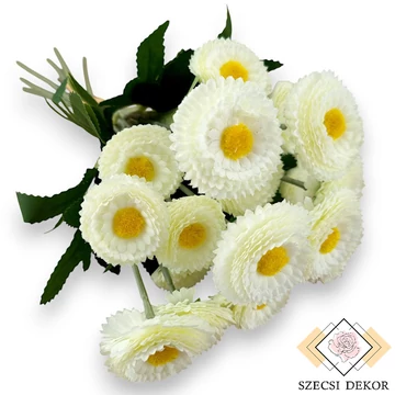 Mű százszorszép köteg 9 szál selyem 31 cm - törtfehér ferde