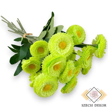 Mű százszorszép köteg 9 szál selyem 31 cm - világoszöld ferde