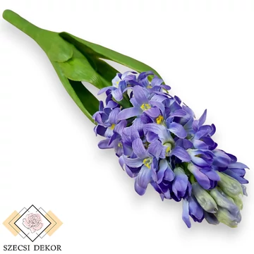 Mű jácint szál bimbókkal selyem 39 cm - indigó szemből
