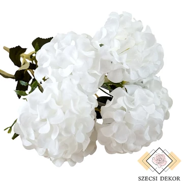 Mű fodros csokor közepes 7 szál selyem 37 cm - fehér ferde