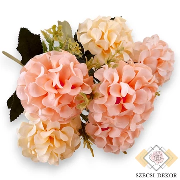 Mű fodros csokor közepes 7 szál selyem 37 cm - pompadúr-barack ferde