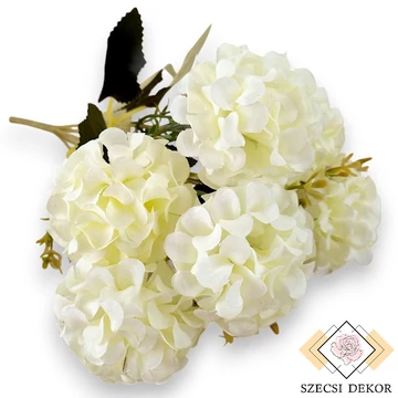 Mű fodros csokor közepes 7 szál selyem 37 cm - törtfehér ferde