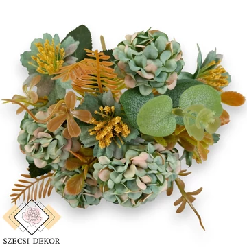 Mű selyem fodros csokor kivivel 5 szálas 29 cm - türkiz szemből