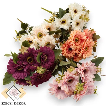 Mű gerbera leandrii csokor 7 szál selyem 41 cm szemből