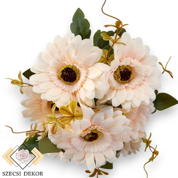 Mű gerbera leandrii csokor 7 szál selyem 41 cm - halvány barack szemből