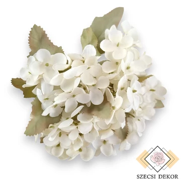 Mű hortenzia csokor pasztell selyem 5 szál 28 cm - krémfehér szemből