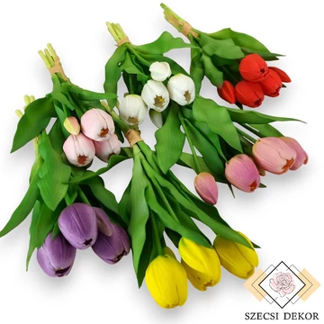 Mű tulipán köteg 5 szál gumi 31 cm szemből