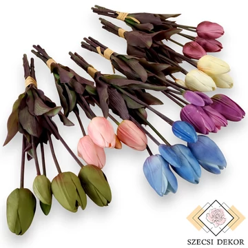 Mű tulipán köteg antik 5 szál gumi 42 cm szemből