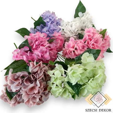 Mű hortenzia csokor közepes 5 szál gumi 46 cm szemből