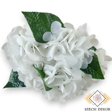 Mű hortenzia csokor közepes 5 szál gumi 46 cm - fehér szemből
