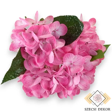 Mű hortenzia csokor közepes 5 szál gumi 46 cm - pink szemből