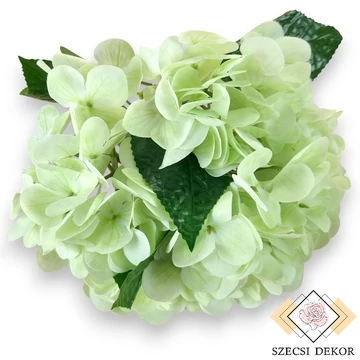 Mű hortenzia csokor közepes 5 szál gumi 46 cm - almazöld szemből