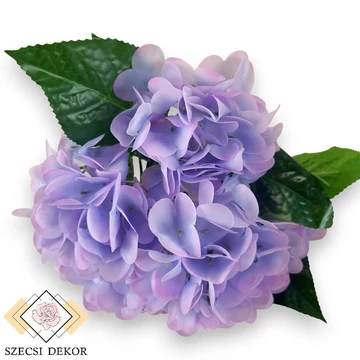 Mű hortenzia csokor közepes 5 szál gumi 46 cm - lila szemből