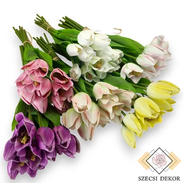 Mű tulipán köteg nyíló 10 szál polifoam 51 cm szemből