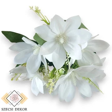 Mű liliomfa csokor 7 szál bevonatos 37 cm - fehér szemből