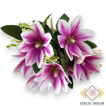 Mű liliomfa csokor 7 szál bevonatos 37 cm - bíbor szemből