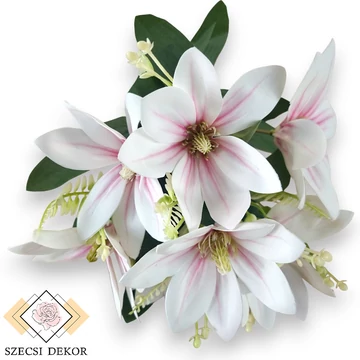 Mű liliomfa csokor 7 szál bevonatos 37 cm -  pink cirmos szemből