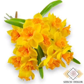 Mű jonquil nárcisz köteg 5 szál gumi 30 cm - narancs szemből