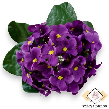 Mű fokföldi ibolya csokor 5 szál selyem 18 cm - lila szemből