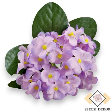 Mű fokföldi ibolya csokor 5 szál selyem 18 cm - halványlila szemből