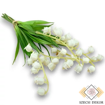 Mű gyöngyvirág köteg gumi 5 szál 31 cm - fehér szemből