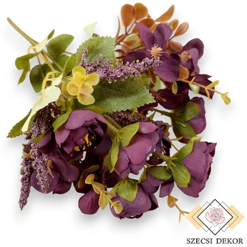 Mű boglárka vegyes csokor 5 szál selyem 32 cm - lila szemből