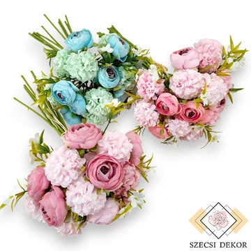 Mű boglárka-fodros virág köteg selyem 10 szál 35 cm szemből