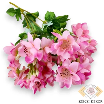 Mű közönséges jezsámen csokor 7 szál selyem 35 cm - pink cirmos szemből