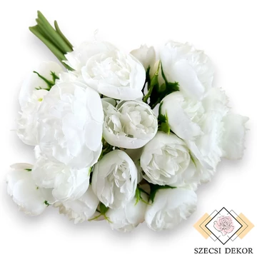 Mű olivia rózsa köteg közepes selyem 9 szál 32 cm - fehér szemből