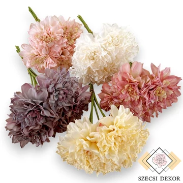 Mű dália köteg szárított selyem 5 szál 29 cm szemből