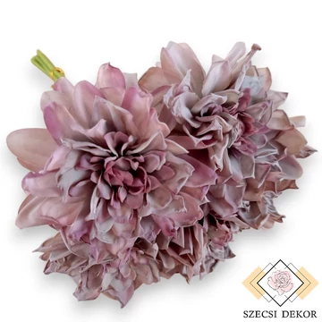 Mű dália köteg szárított selyem 5 szál 29 cm - halványlila ferde