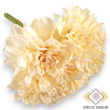 Mű dália köteg szárított selyem 5 szál 29 cm - krém ferde