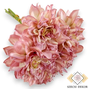 Mű dália köteg szárított selyem 5 szál 29 cm - pink ferde