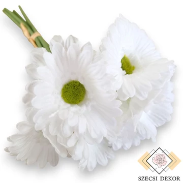 Mű gerbera köteg kicsi 6 szál polifoam 27 cm - fehér ferde