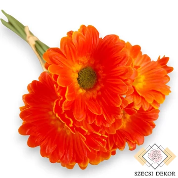 Mű gerbera köteg kicsi 6 szál polifoam 27 cm - sötétnarancs ferde