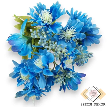 Mű kaukázusi ördögszem csokor 5 szál selyem 31 cm - kék ferde