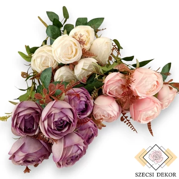 Mű ázsiai boglárka csokor 7 szál selyem 42 cm szemből