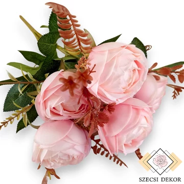Mű ázsiai boglárka csokor 7 szál selyem 42 cm - rózsaszín szemből