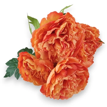 Mű fás bazsarózsa csokor szárított selyem 5 szál 44 cm - narancs szemből