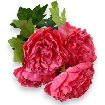 Mű fás bazsarózsa csokor szárított selyem 5 szál 44 cm - pink szemből